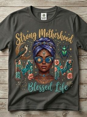 Strong Motherhood Mom Graphic Tee - Dark Gray